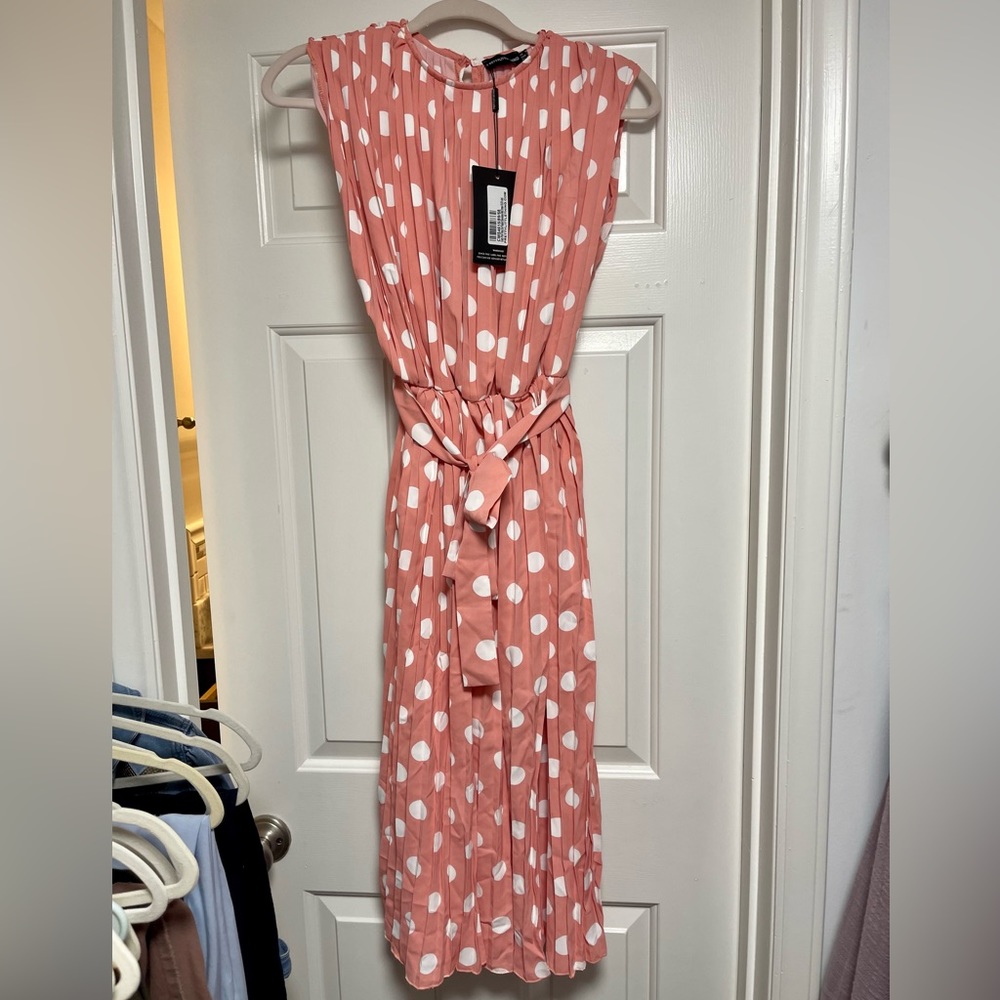 Pleated pink midi dress $35